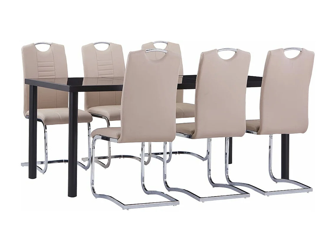 Ensemble de salle à manger 7 pcs Similicuir Cappuccino