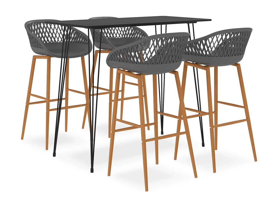 Ensemble de bar 5 pcs Noir et gris