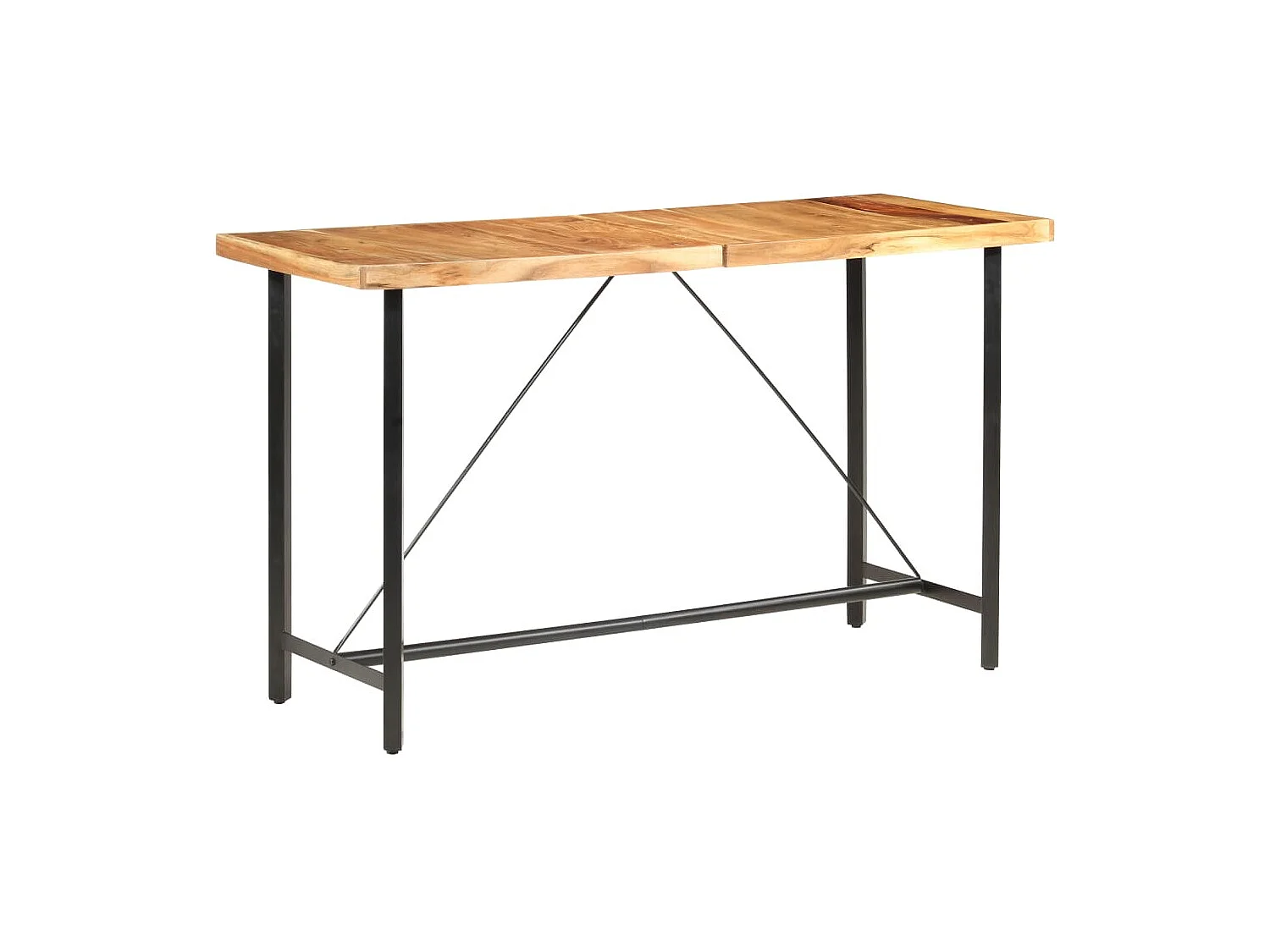 Set da bar da 9 pezzi in legno massello di acacia e vera pelle