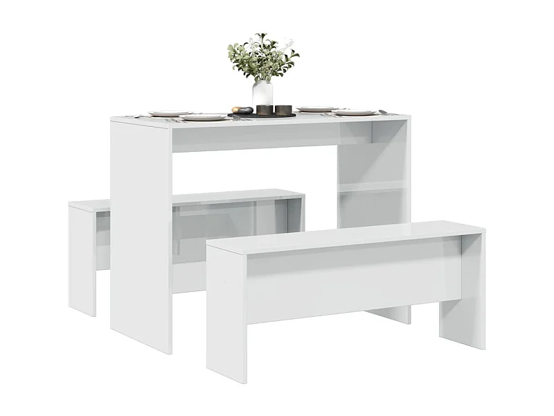 Conjunto de mesa de jantar e banco de madeira projetada de 3 peças