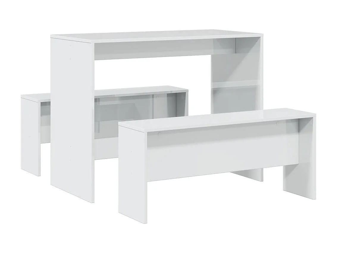 Conjunto de mesa de jantar e banco de madeira projetada de 3 peças