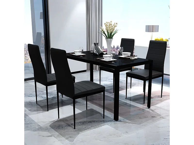Conjunto de mesa de jantar preto de cinco peças