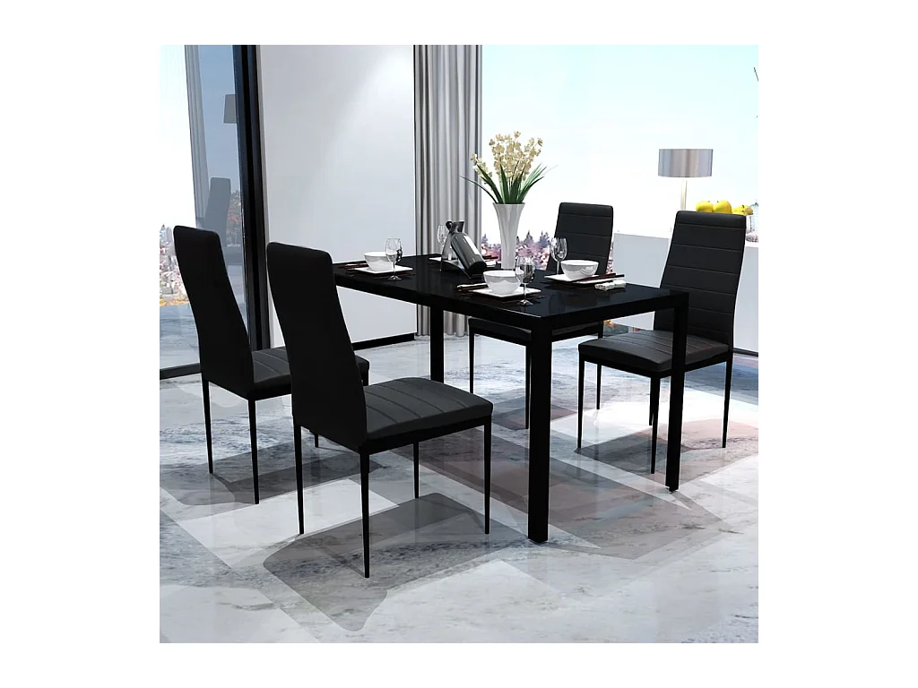 Ensemble de table pour salle à manger cinq pièces noir