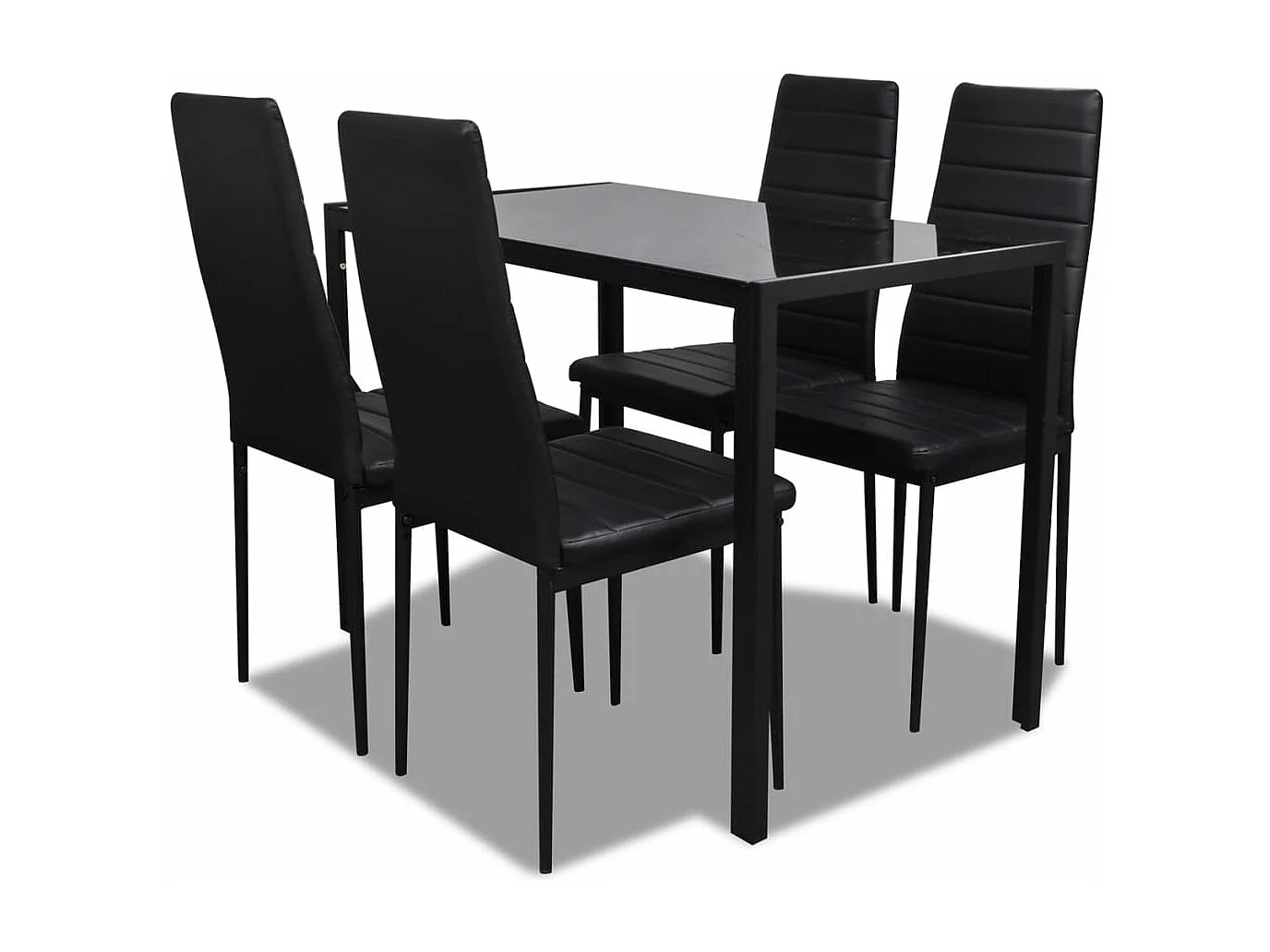 Set tavolo da pranzo nero in cinque pezzi