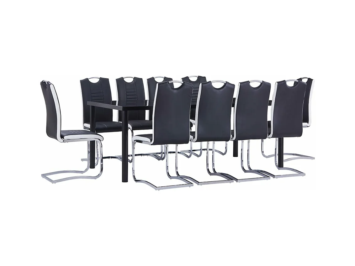 Ensemble de salle à manger 11 pcs Similicuir Noir
