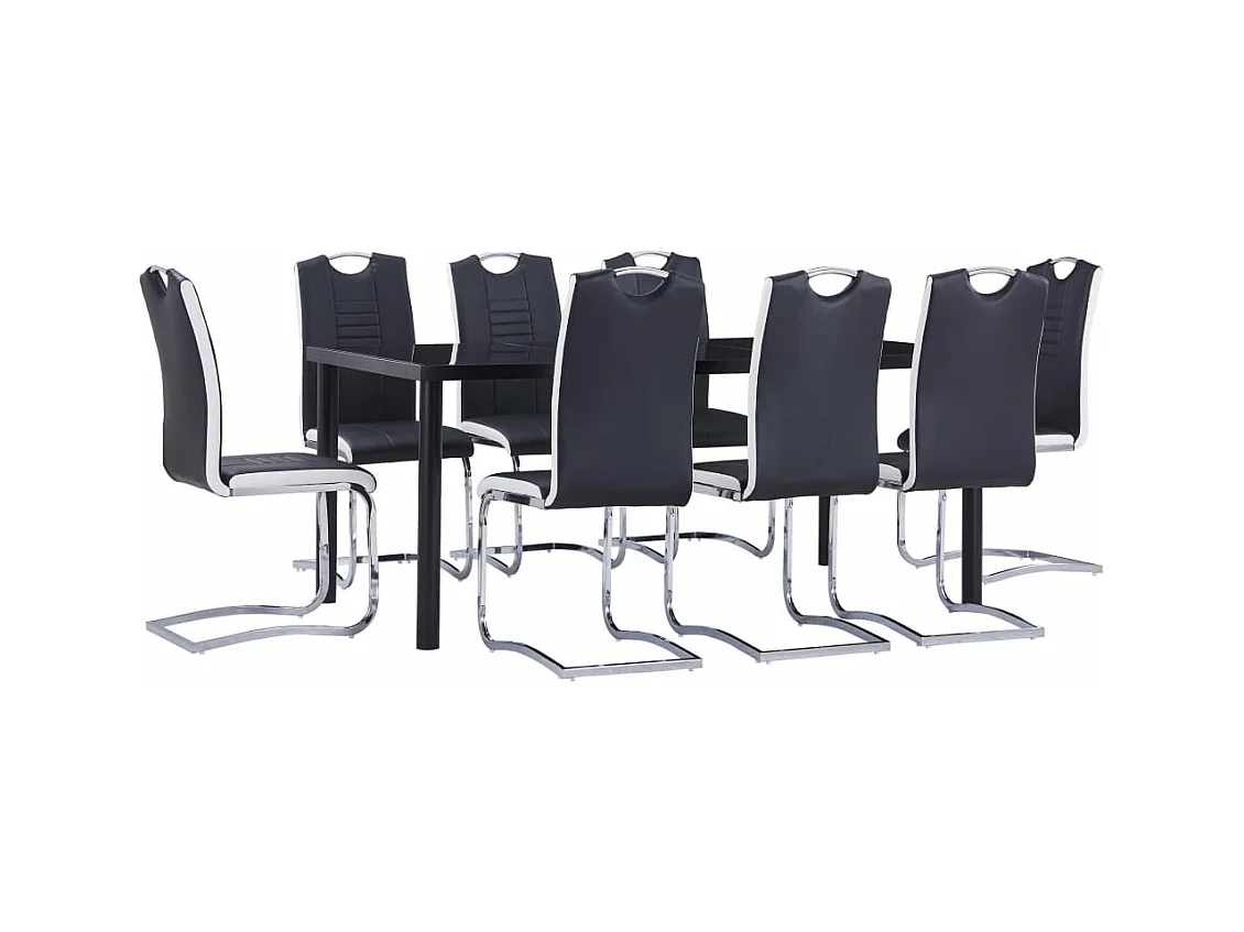 Ensemble de salle à manger 9 pcs Similicuir Noir