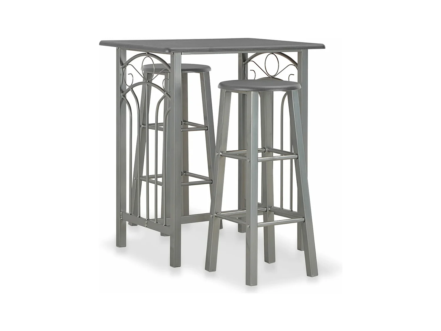 Ensemble de bar 3 pcs Bois et acier Anthracite