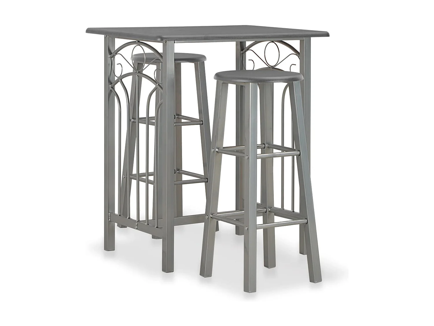 Ensemble de bar 3 pcs Bois et acier Anthracite