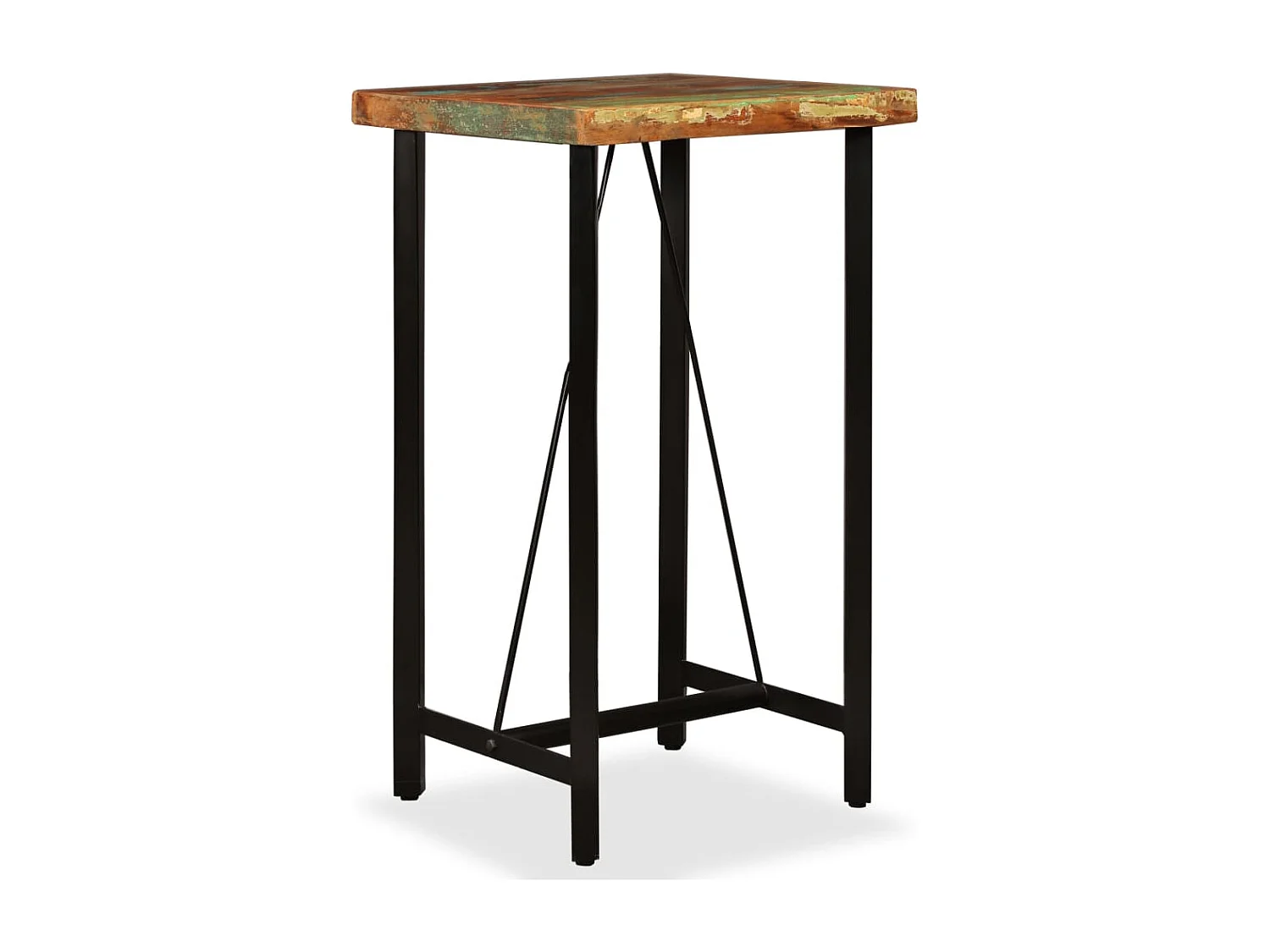 Ensemble de bar 3 pcs Bois de récupération Cuir véritable et toile