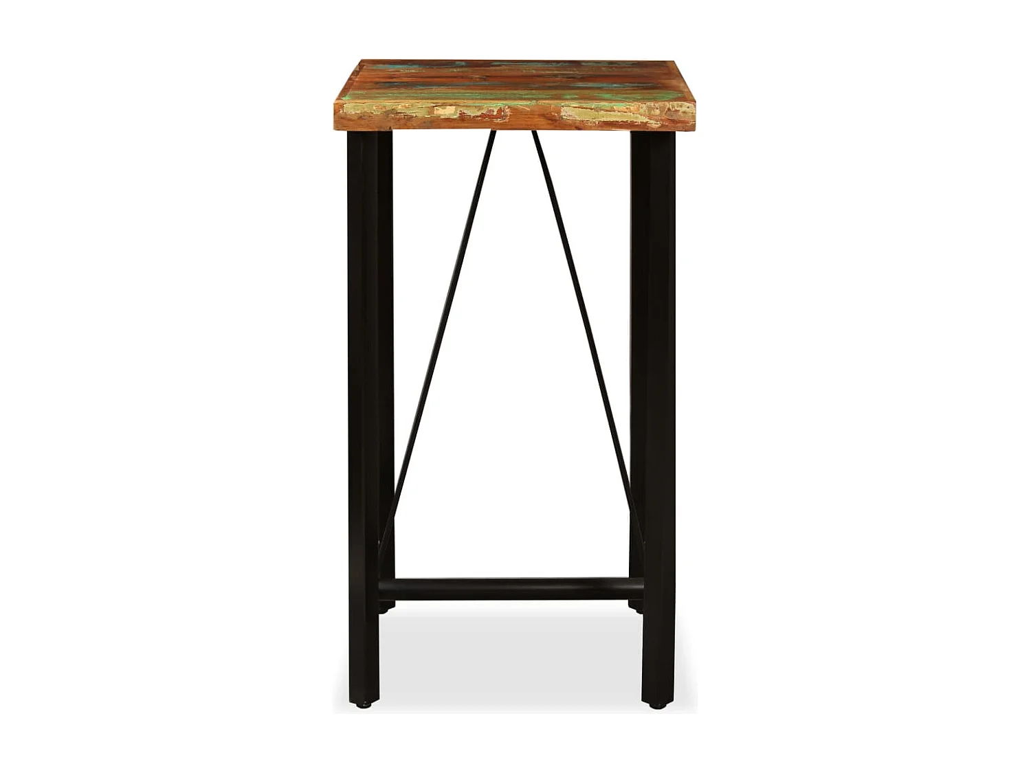 Ensemble de bar 3 pcs Bois de récupération Cuir véritable et toile