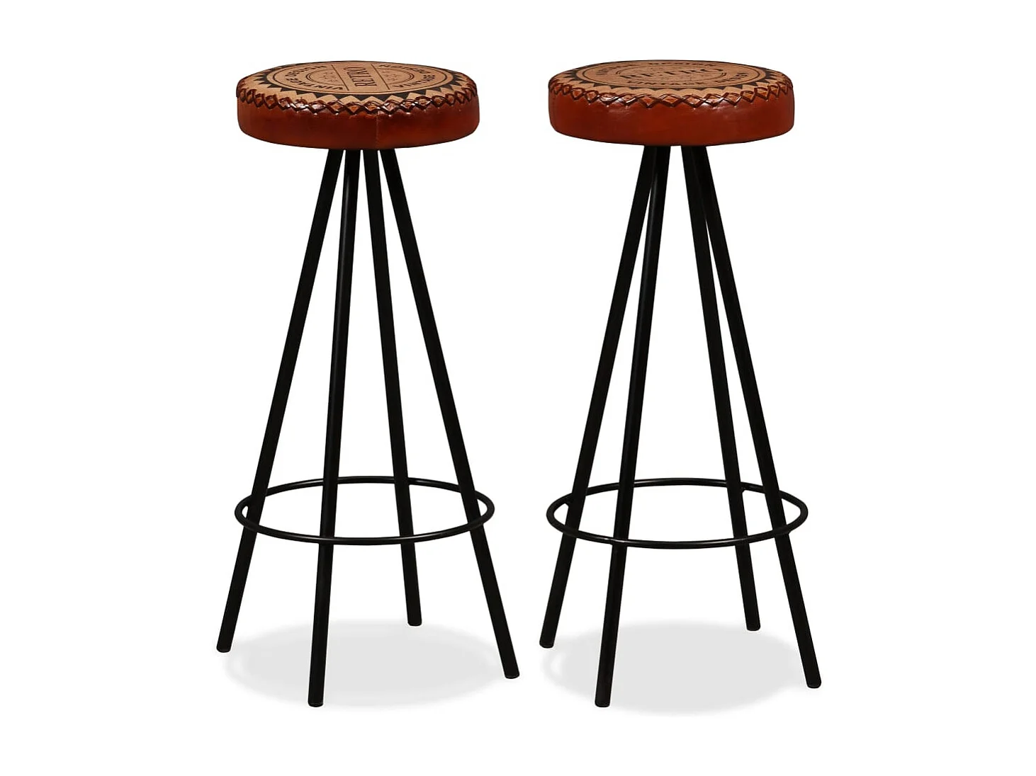 Ensemble de bar 3 pcs Bois de récupération Cuir véritable et toile