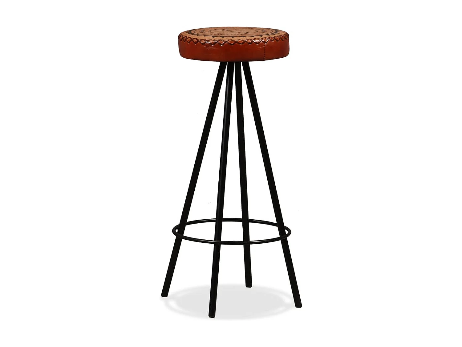 Ensemble de bar 3 pcs Bois de récupération Cuir véritable et toile