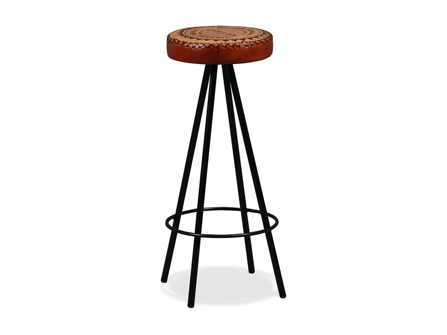 Ensemble de bar 3 pcs Bois de récupération Cuir véritable et toile