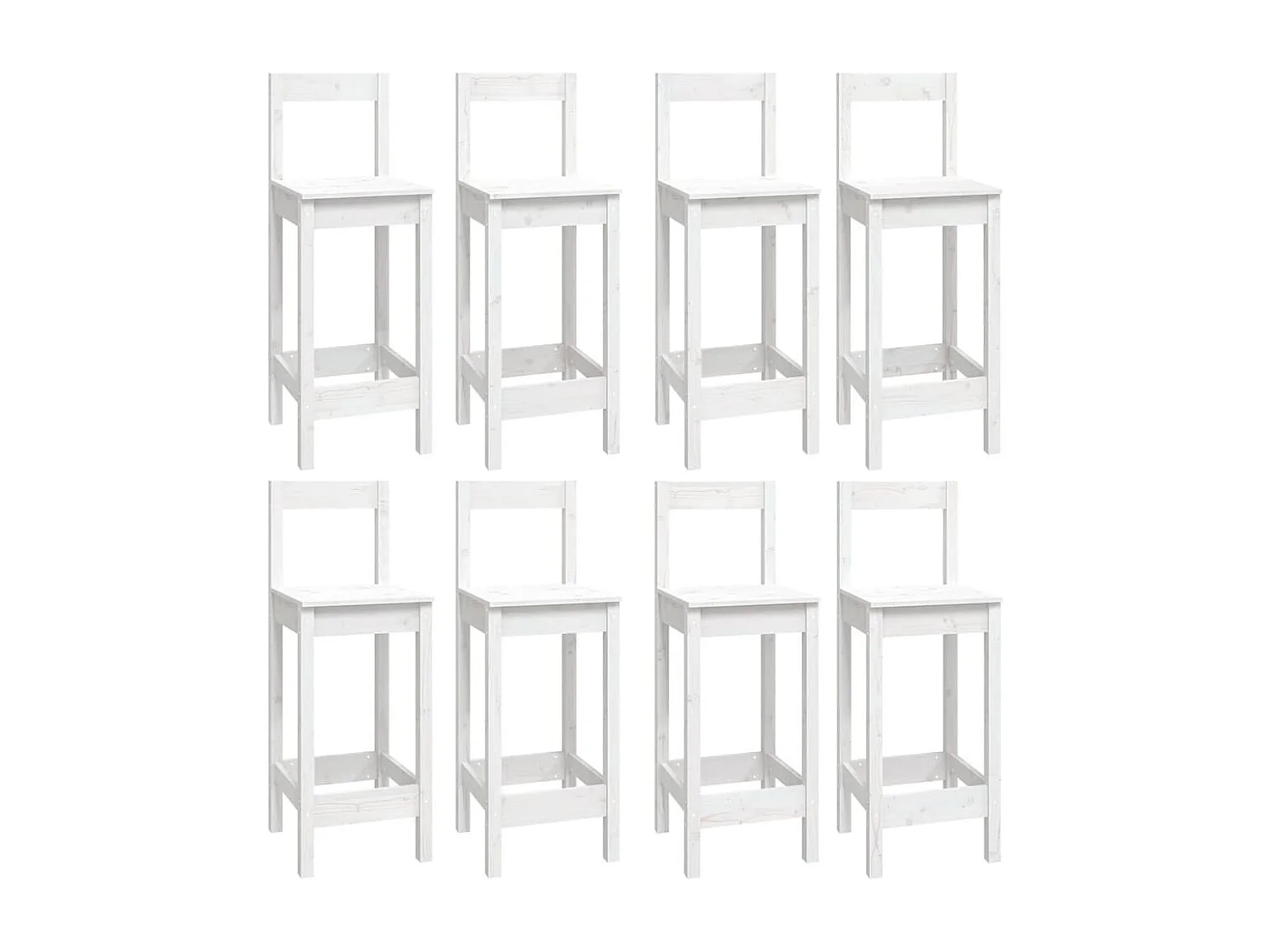 Ensemble de bar 9 pcs Blanc Bois de pin massif