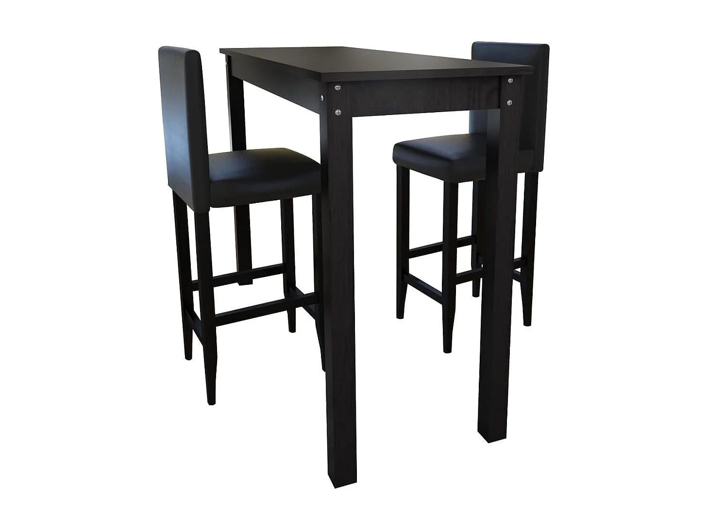 Set de 1 table de bar et 2 tabourets noir