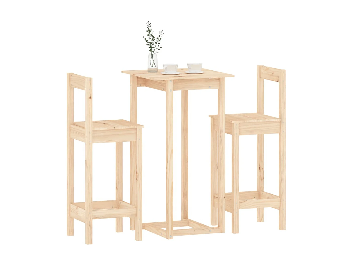 Ensemble de bar 3 pcs Bois de pin massif