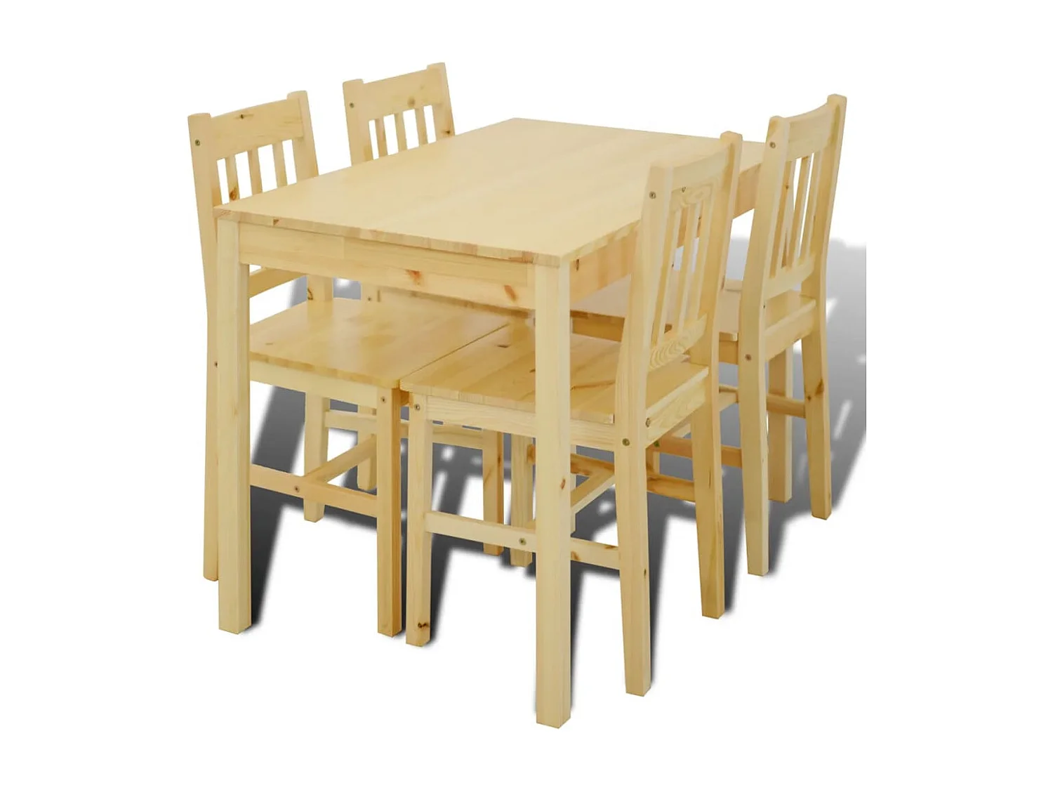 Tavolo da pranzo in legno con 4 sedie Naturale