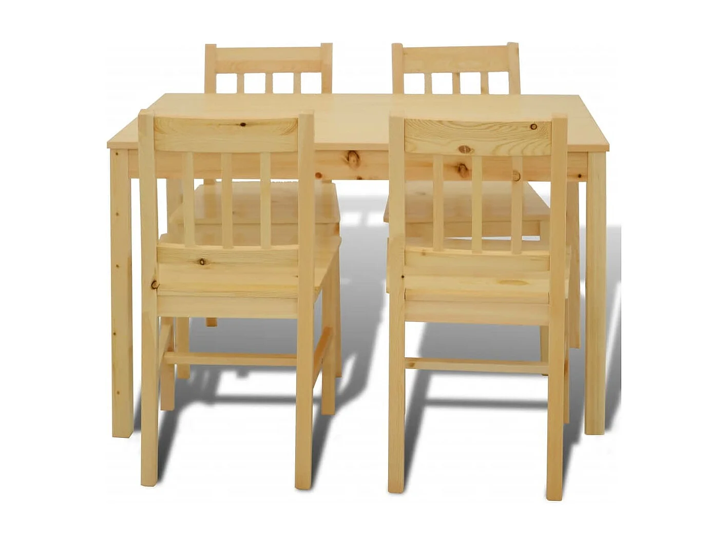 Tavolo da pranzo in legno con 4 sedie Naturale