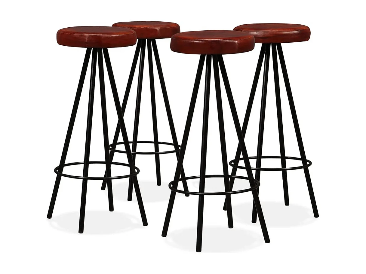 Juego de bar de 5 piezas Madera maciza reciclada y cuero auténtico.