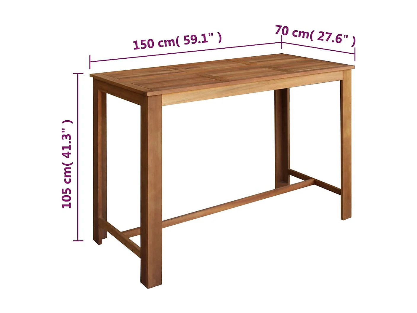 Tavolo e sgabelli da bar 7 pz. Legno massello di acacia