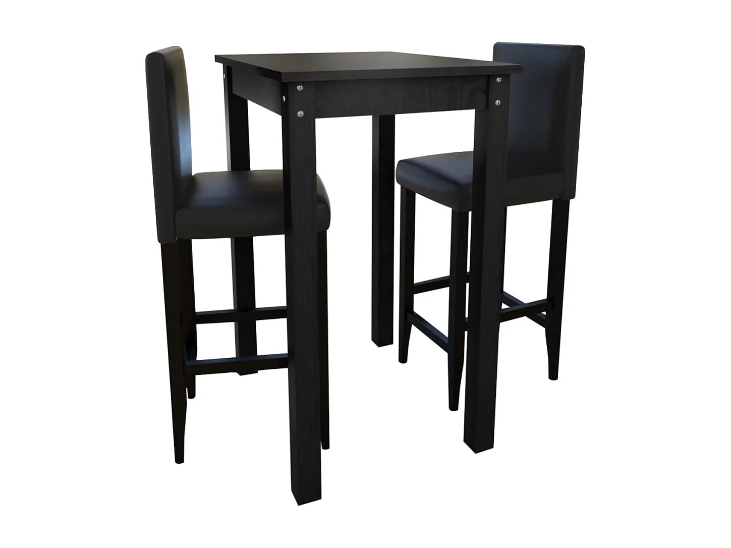 Set de 1 table de bar et 2 tabourets noir