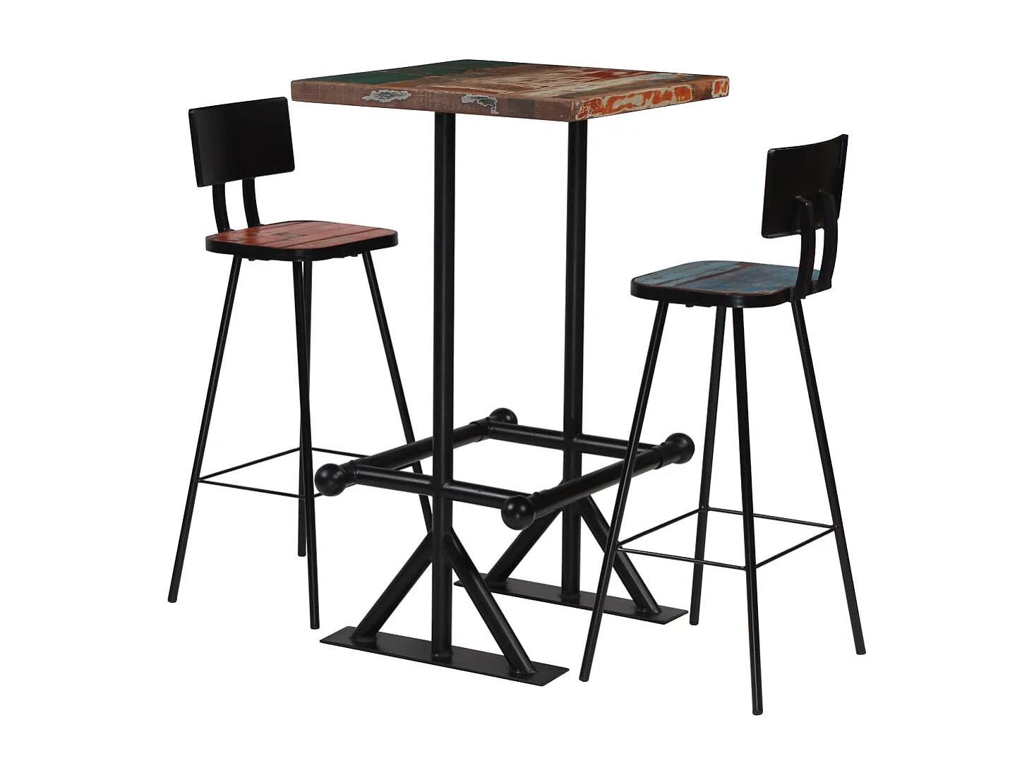 Muebles de bar 3 piezas Madera maciza reciclada Multicolor