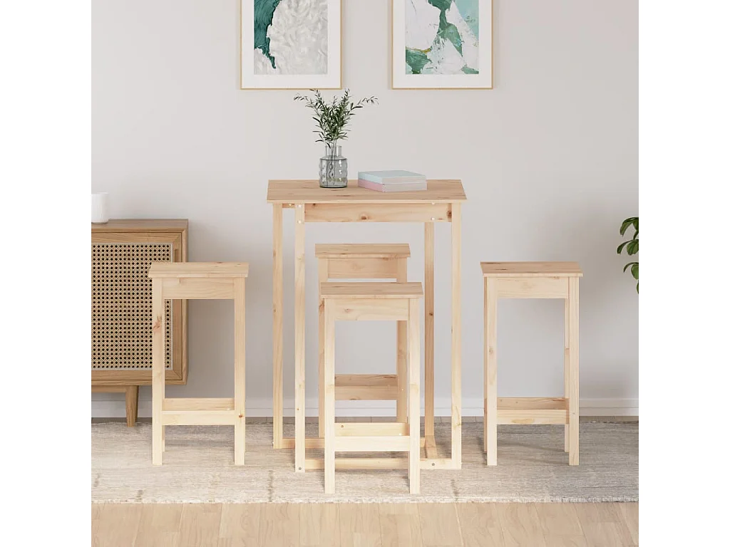 5-teiliges Bar-Set aus massivem Kiefernholz