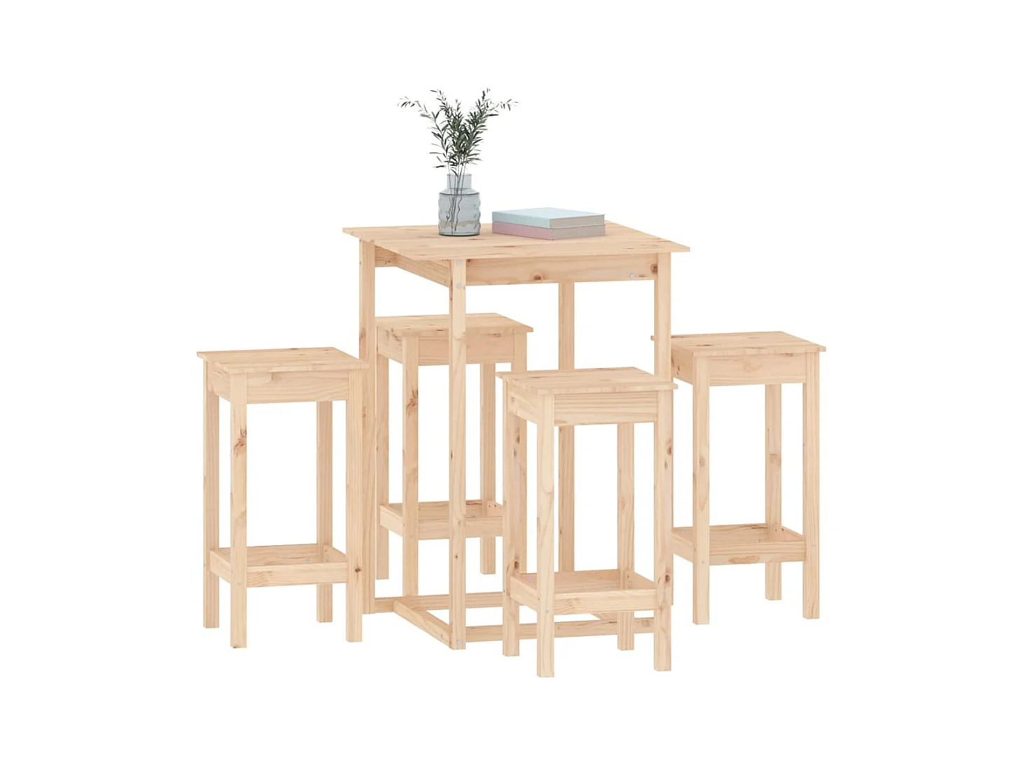 5-teiliges Bar-Set aus massivem Kiefernholz