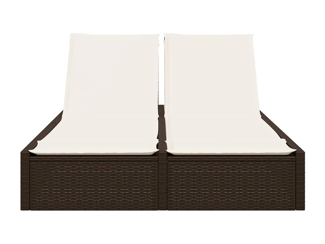 Chaise longue double avec coussins marron résine tressée