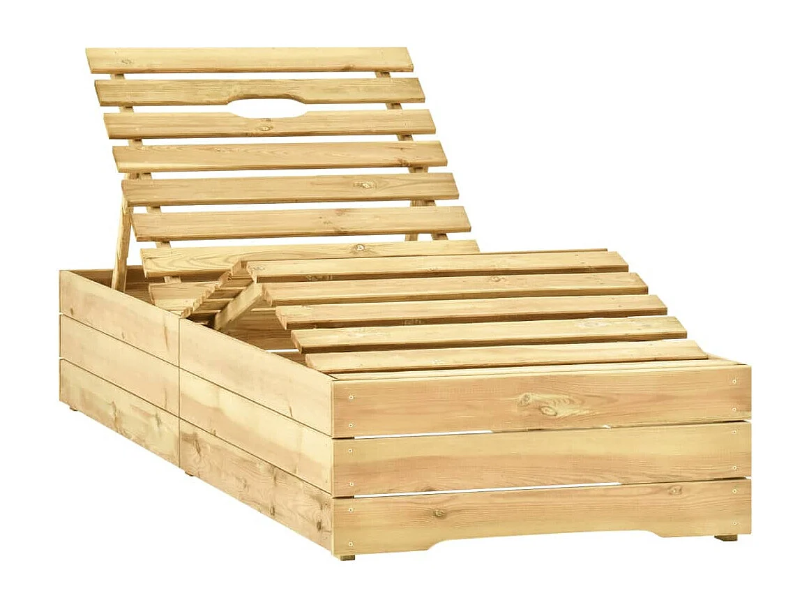 Espreguiçadeira de jardim com mesa e almofada Pinho impregnado