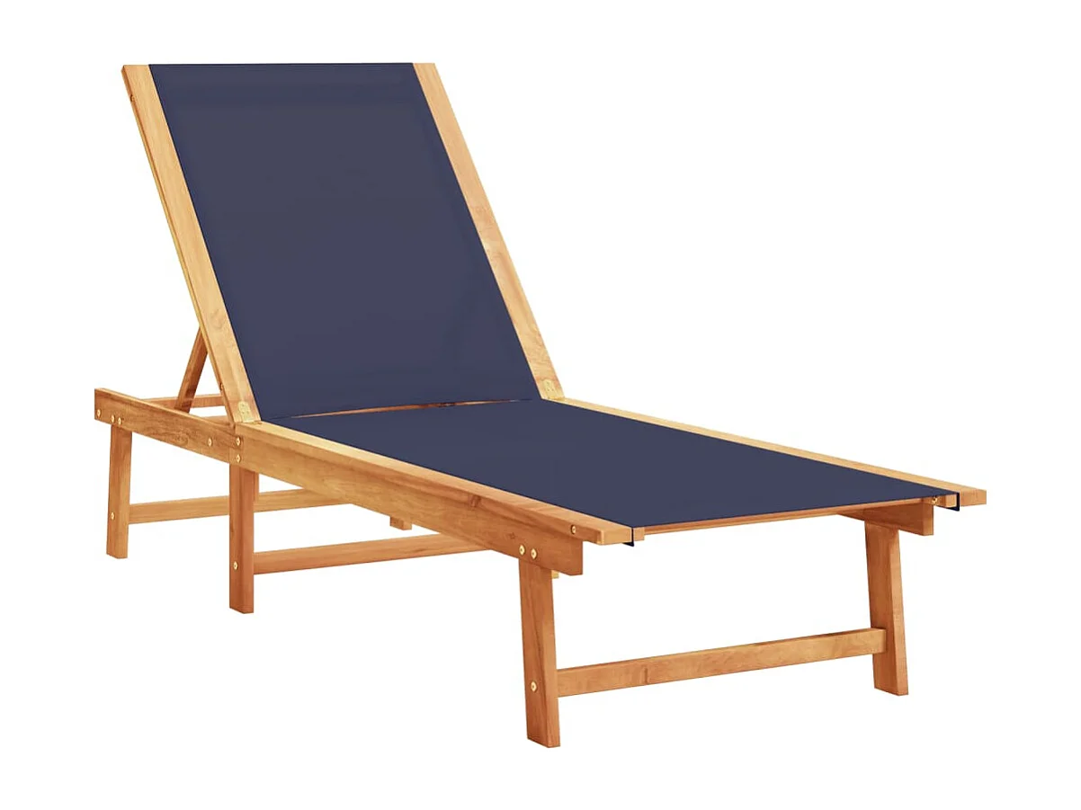 Chaise longue bleu bois d'acacia solide et textilène