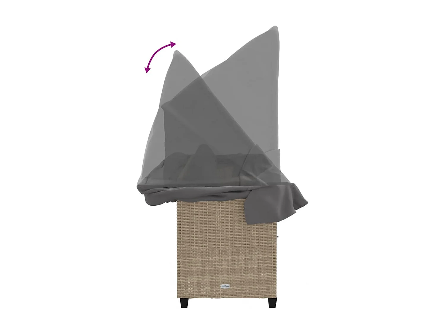 Chaise longue avec auvent et coussins beige résine tressée