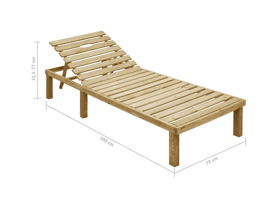 Chaise longue avec coussin beige Bois de pin imprégné