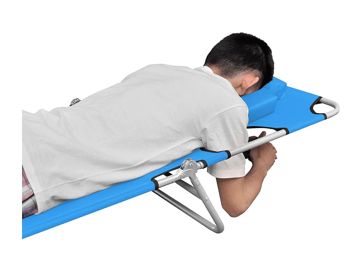 Opvouwbare loungestoel met hoofdkussen Staal Turquoise blauw