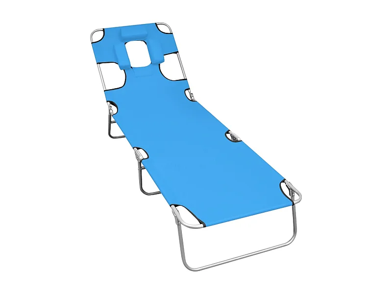 Opvouwbare loungestoel met hoofdkussen Staal Turquoise blauw