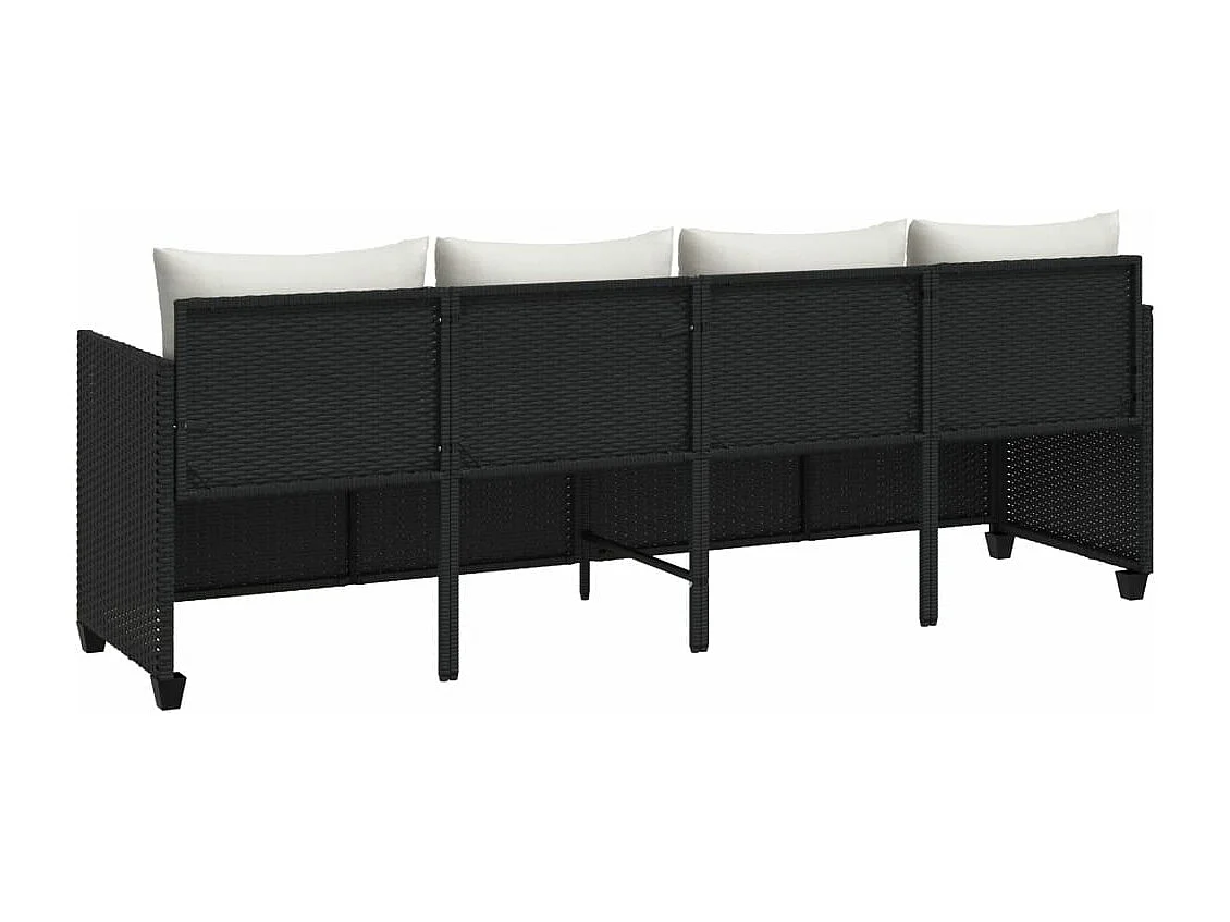 Chaise longue avec coussins noir résine tressée