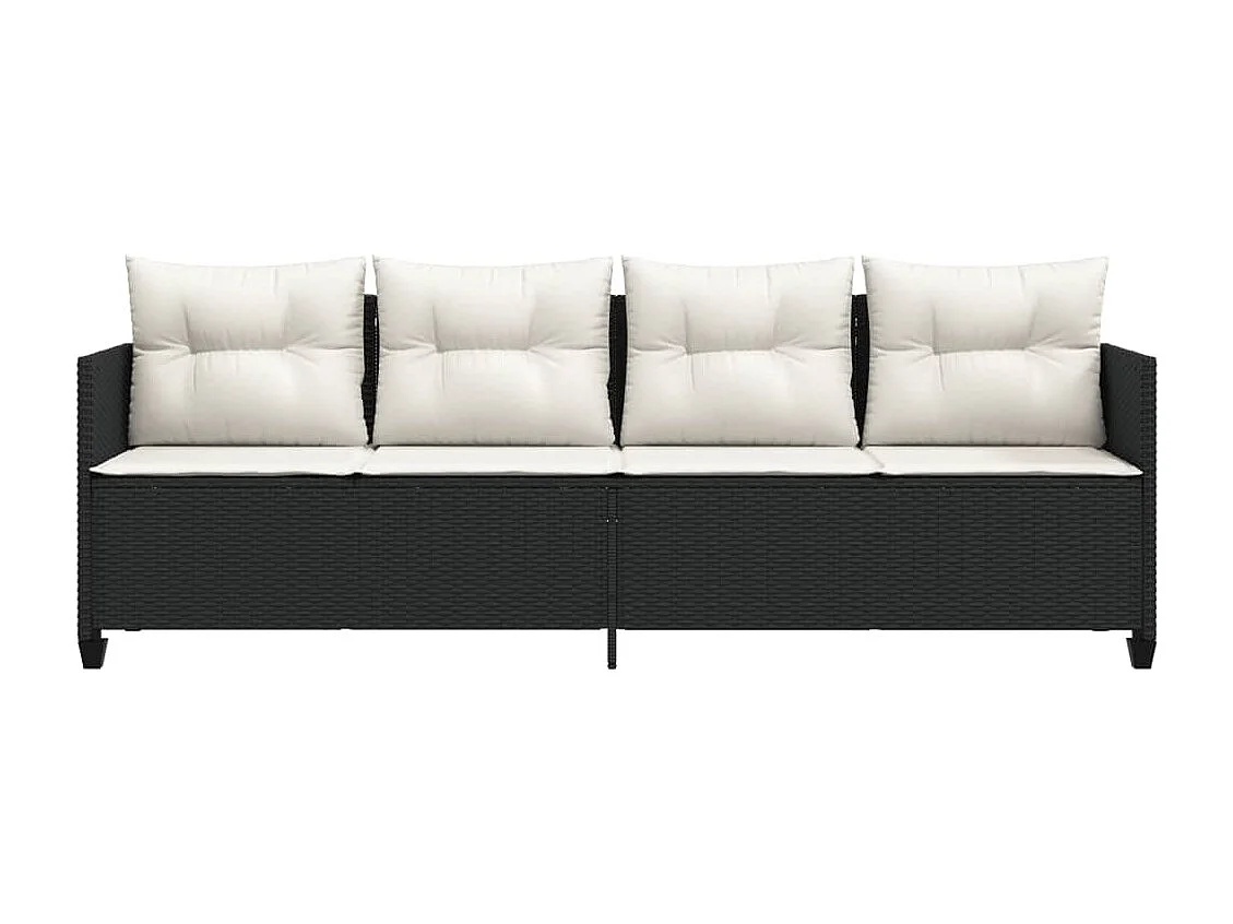 Chaise longue avec coussins noir résine tressée