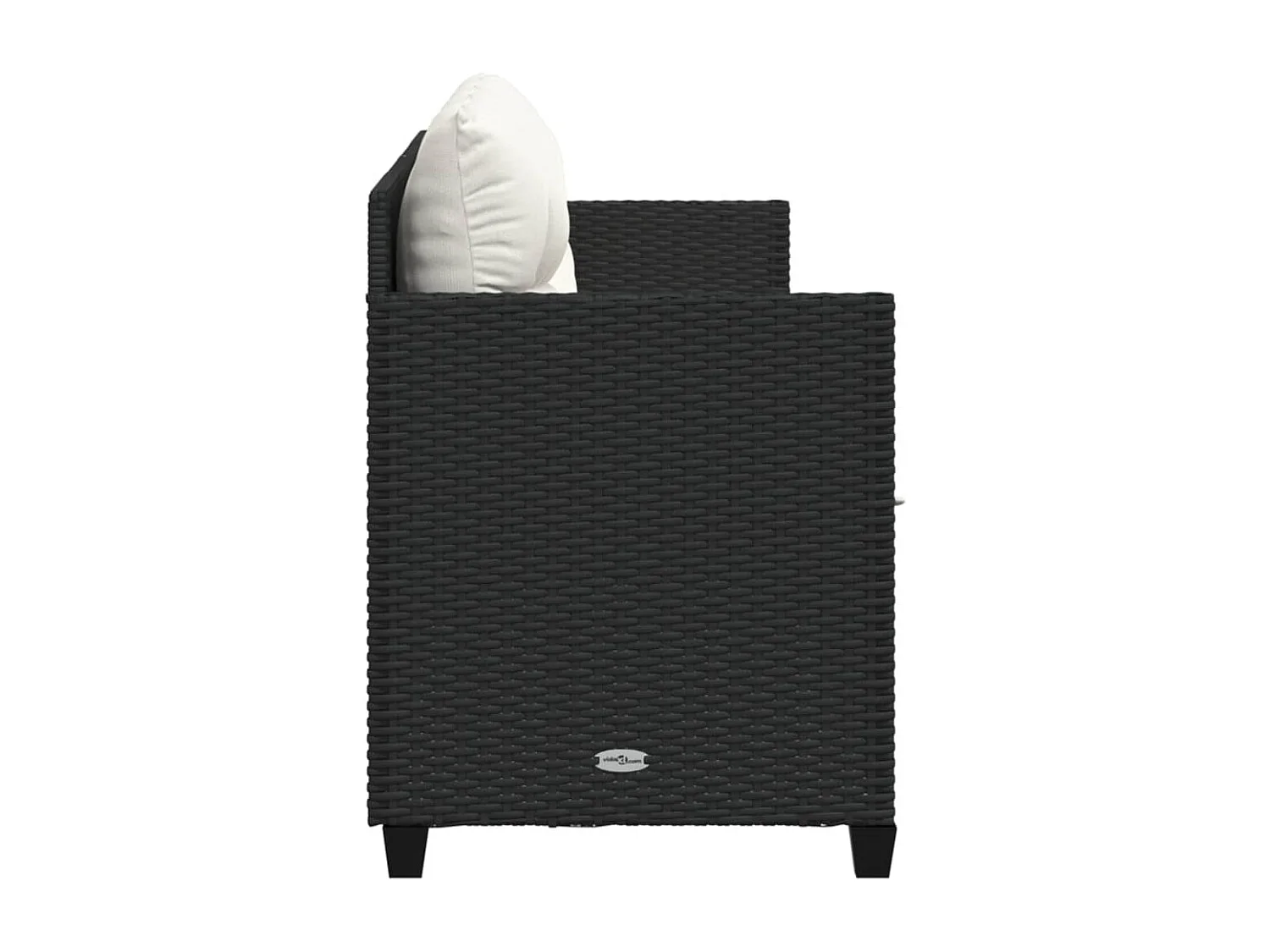 Chaise longue avec coussins noir résine tressée