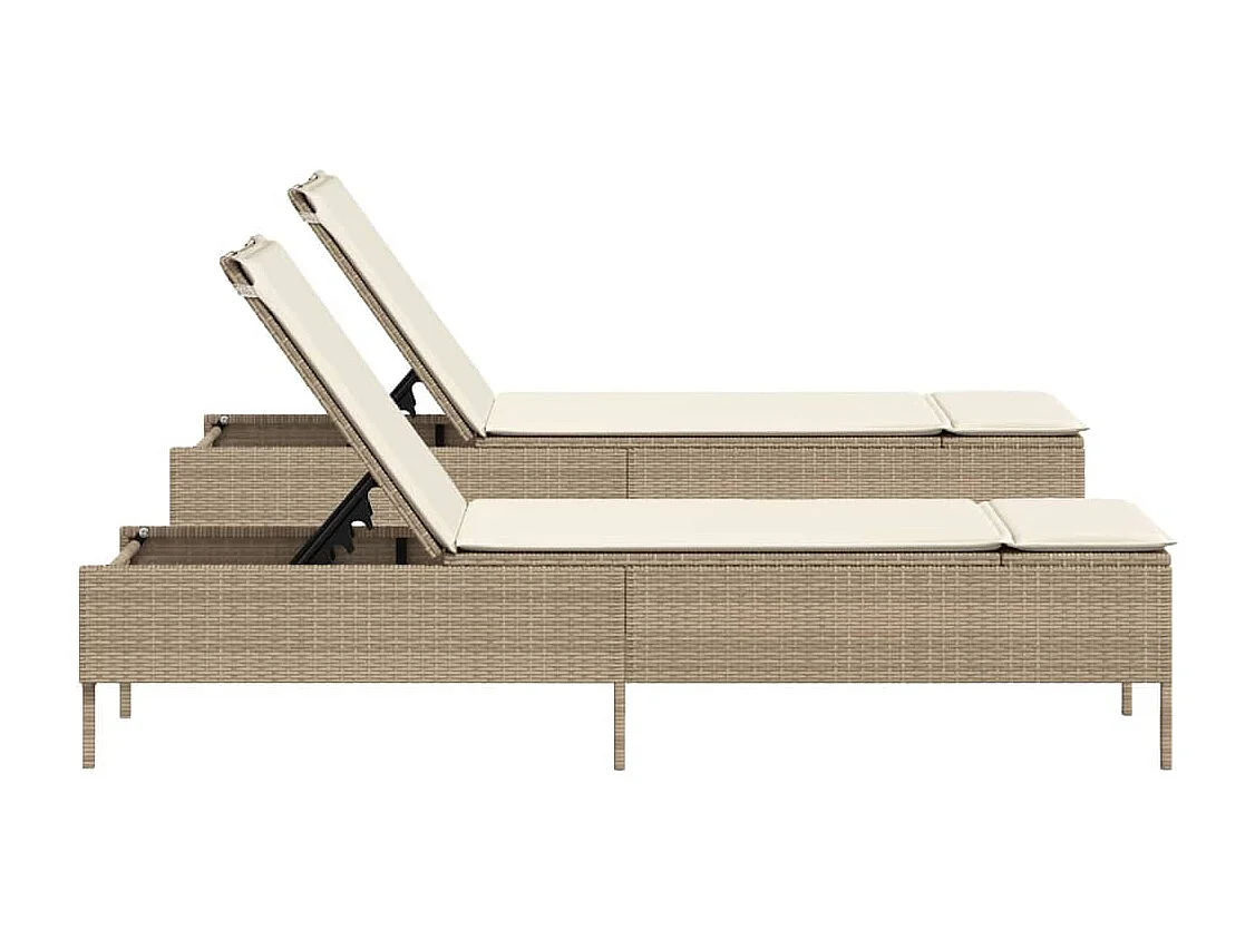 Chaises longues avec coussins lot de 2 beige résine tressée