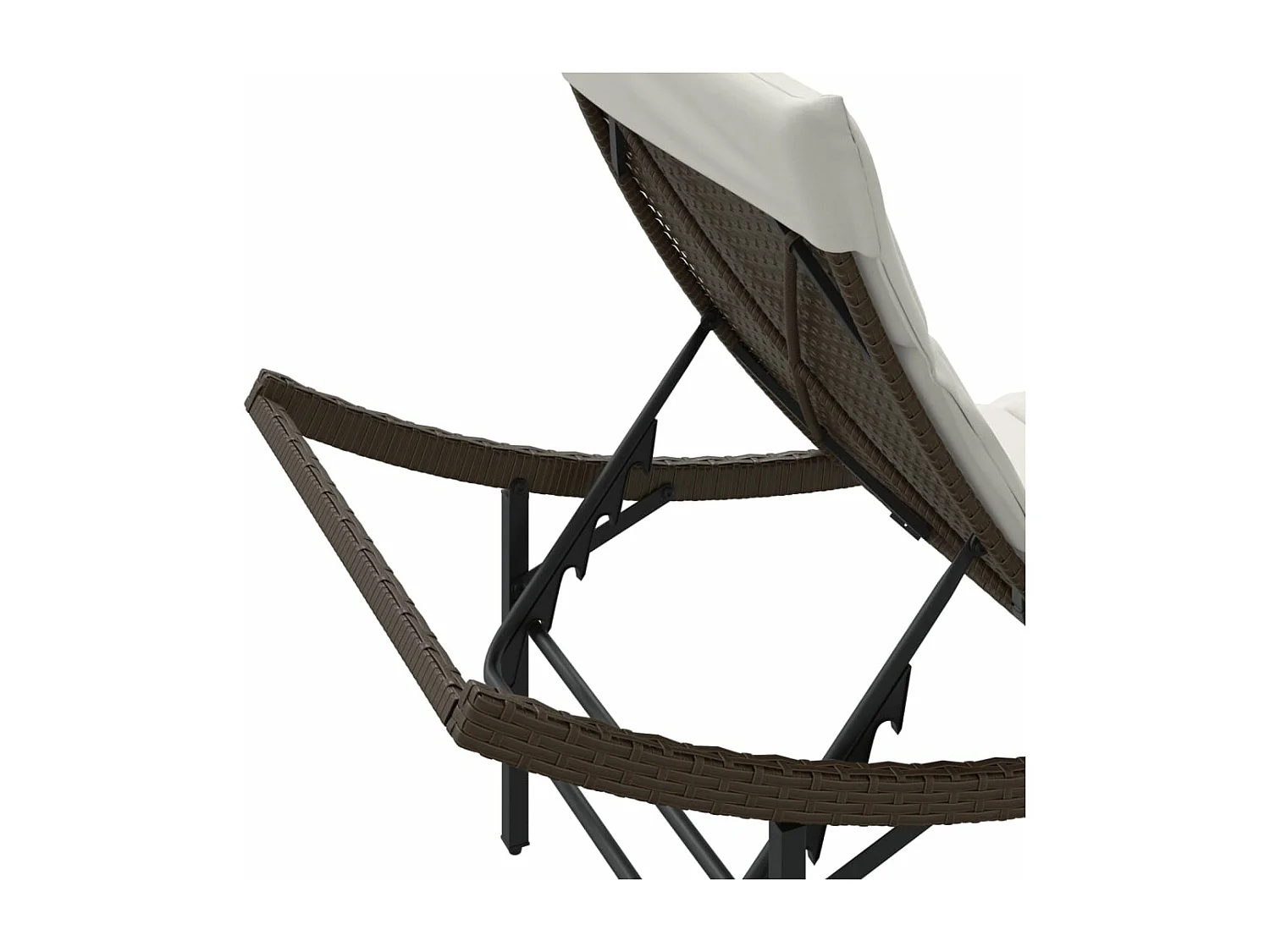 Loungesessel mit braunem Kissen 55x199x50 cm aus geflochtenem Harz