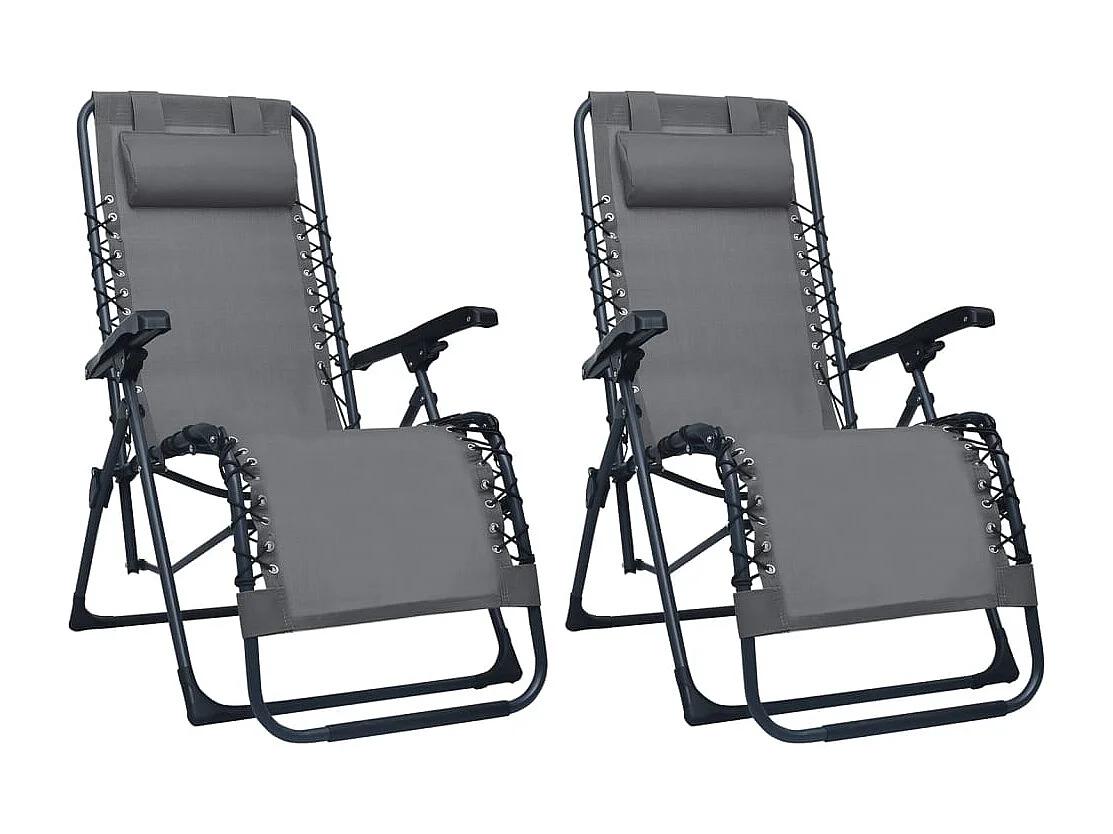 Chaises pliables de terrasse lot de 2 Gris Textilène