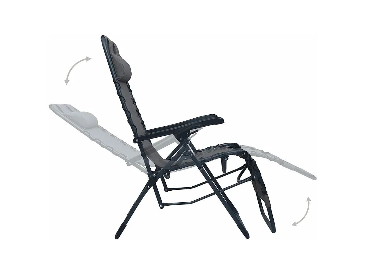 Chaises pliables de terrasse lot de 2 Gris Textilène