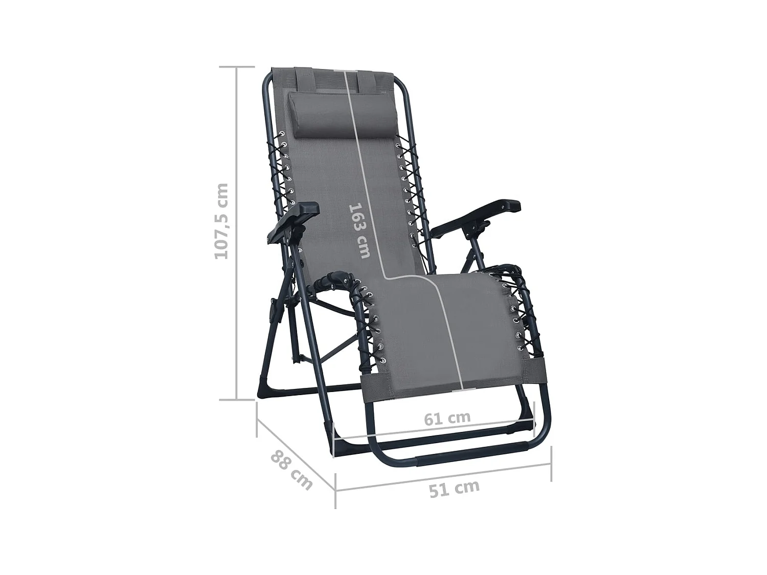 Chaises pliables de terrasse lot de 2 Gris Textilène
