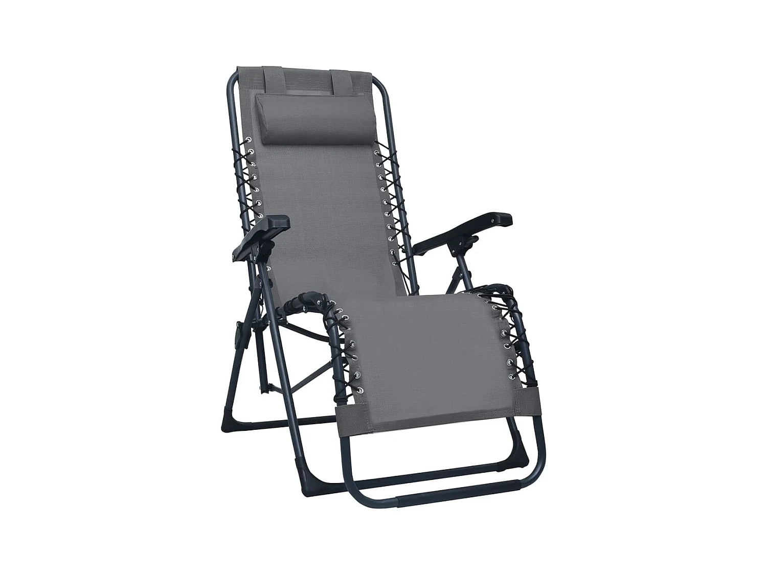 Chaises pliables de terrasse lot de 2 Gris Textilène