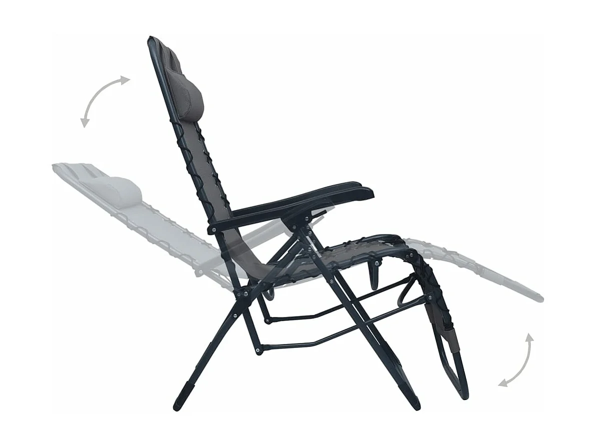 Chaises pliables de terrasse lot de 2 Gris Textilène