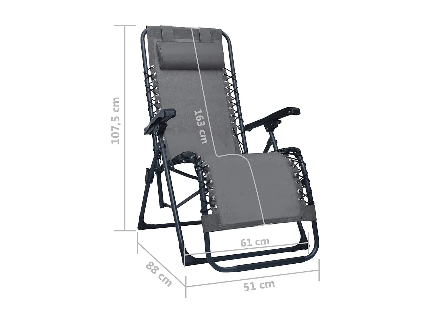 Chaises pliables de terrasse lot de 2 Gris Textilène