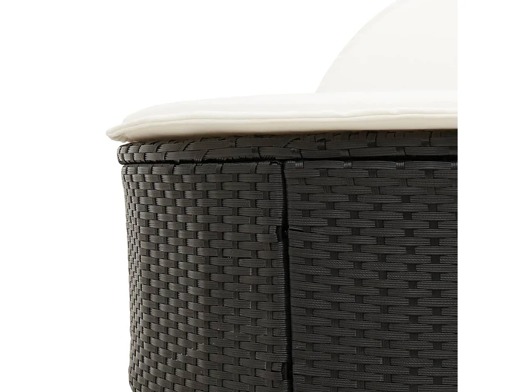 Chaise longue double avec coussins noir résine tressée