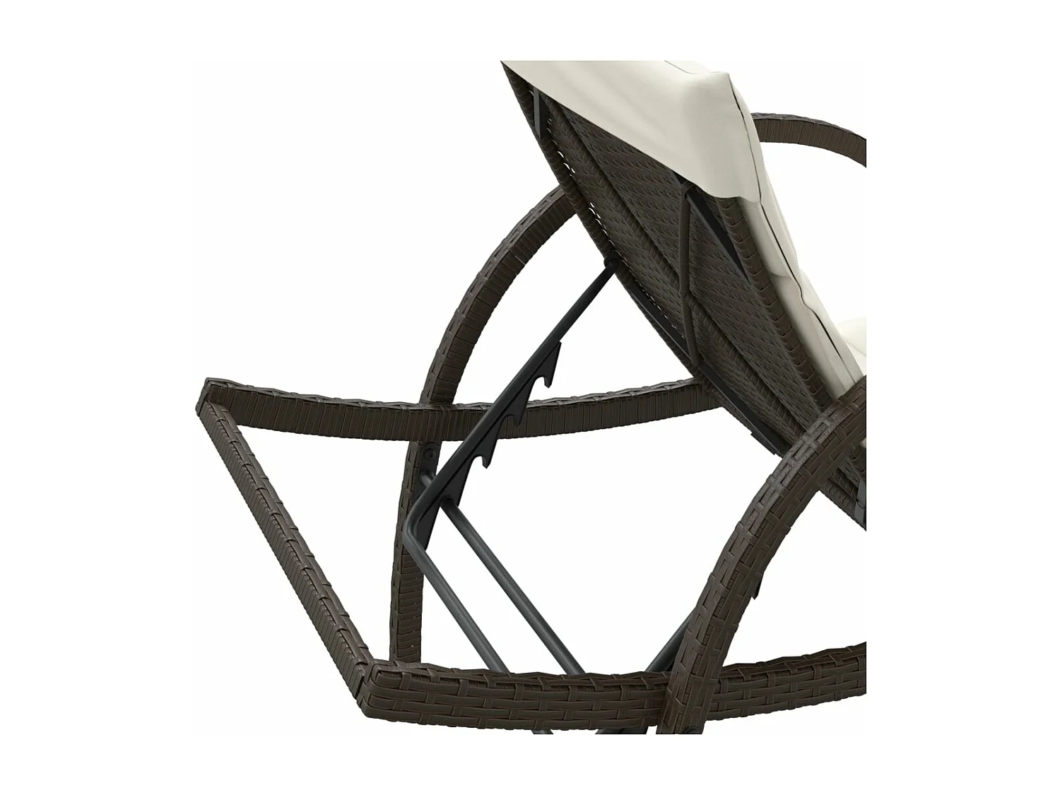 Chaise longue avec coussin marron 60x199x42 cm résine tressée