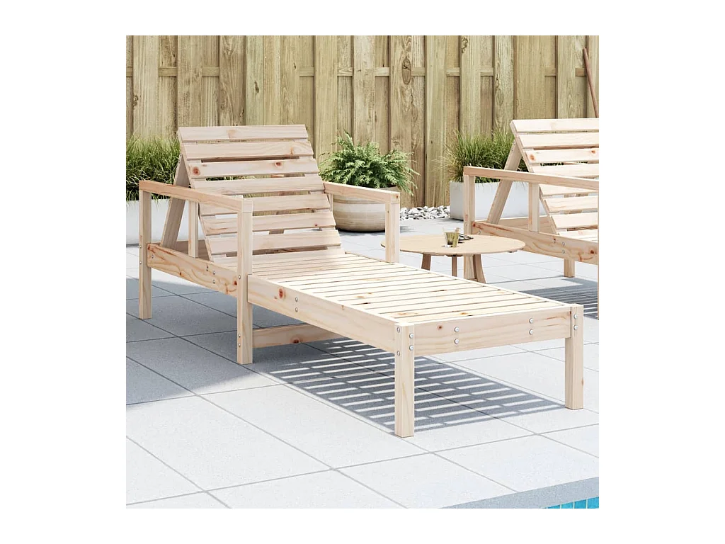 Chaise longue 199,5x62x55 cm bois massif de pin