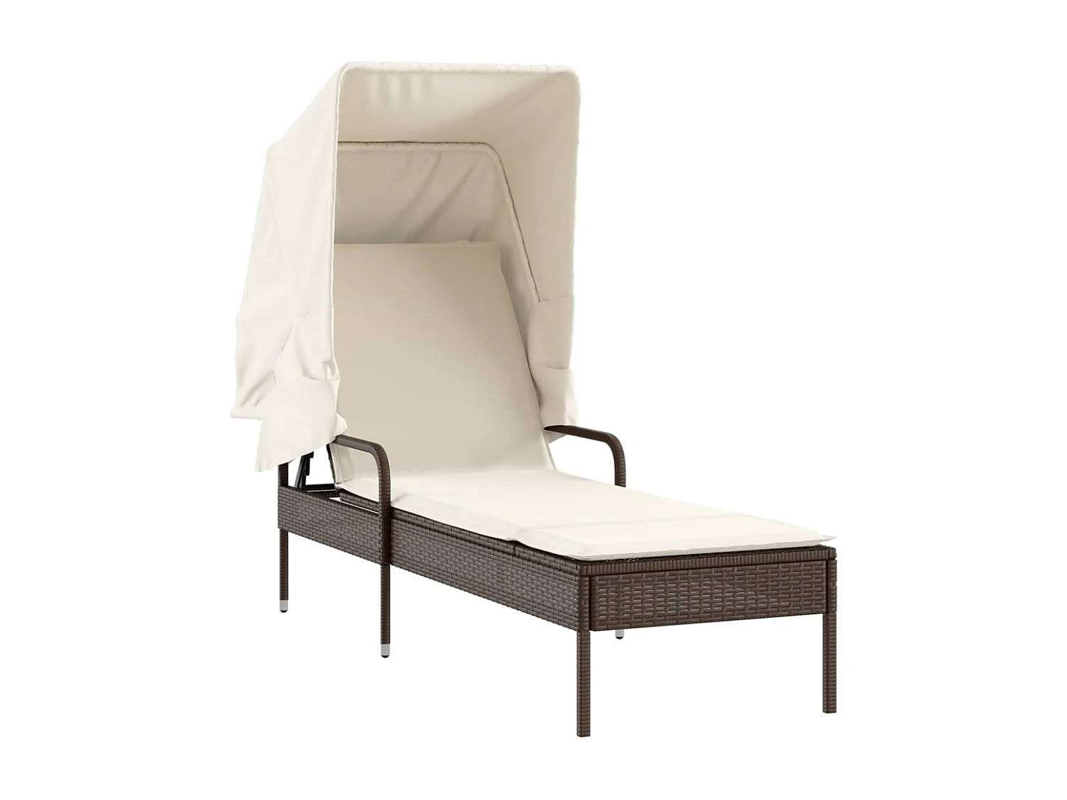 Chaise longue avec auvent marron résine tressée